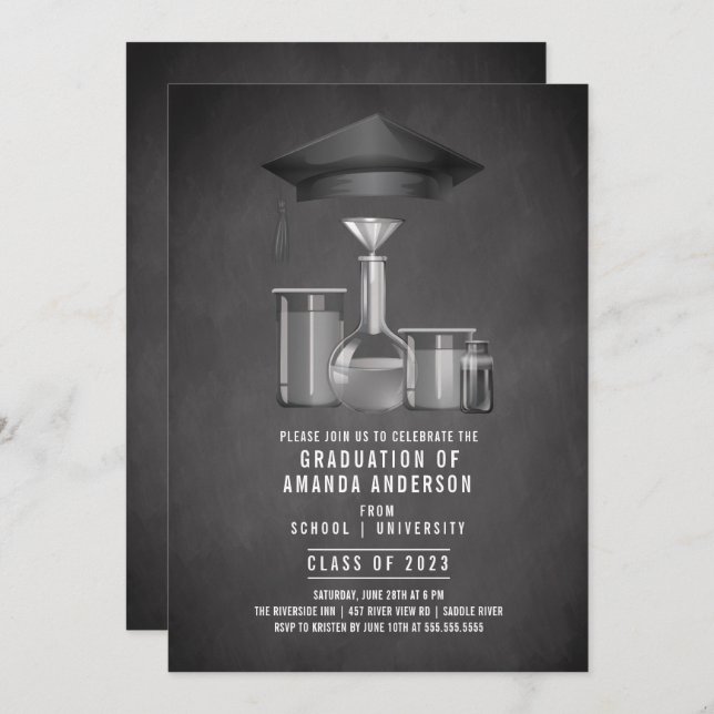Science Degree Graduation Party Invitation (Front/Back)