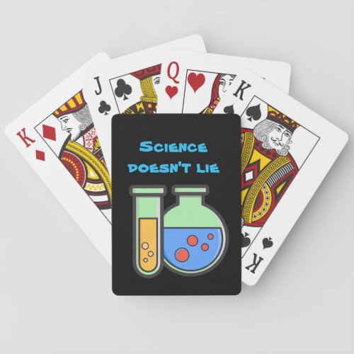 Science Doesnt Lie Chemistry Beakers Blue Green Playing Cards
