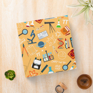 Science Doodle Pattern, Student School Supplies 3 Ring Binder