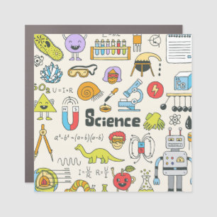 Science Doodles: Hand-Drawn School Set. Car Magnet