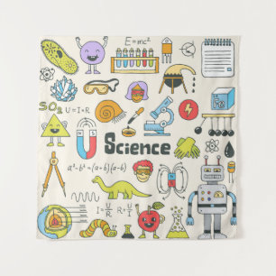 Science Doodles: Hand-Drawn School Set. Tapestry