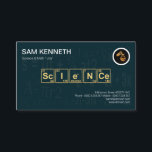 Science Elements Periodic Table In Math Formula Business Card<br><div class="desc">Design features a dark cyan cover with an underlying math formula. It is accentuated by a faux gold "SCIENCE" word whose alphabets are obtained from the periodical table i.e. Sc(Scandium), I(Iodine), e for electron, N(Nitrogen) and Ce(Cerium). Your prestigious name and job title sit at the top whilst the gold logo...</div>