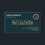 Science Elements Periodic Table In Math Formula Business Card<br><div class="desc">Design features a dark cyan cover with an underlying math formula. It is accentuated by a faux gold "SCIENCE" word whose alphabets are obtained from the periodical table i.e. Sc(Scandium), I(Iodine), e for electron, N(Nitrogen) and Ce(Cerium). Your prestigious name and job title sit at the top whilst the gold logo...</div>