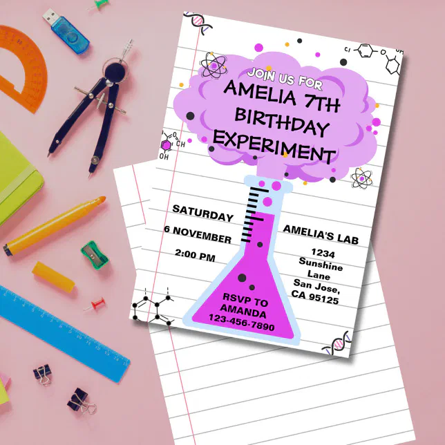 Science Experiment Birthday Invitation | Zazzle