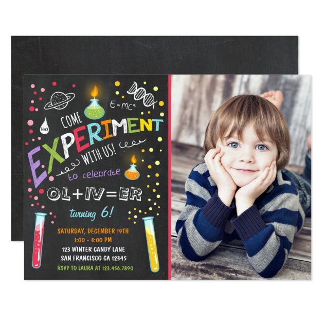 Science Experiment Birthday Invitation Boy