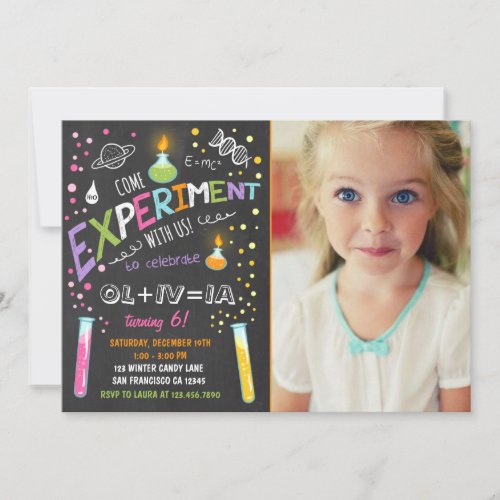 Science Experiment Birthday Invitation Girl