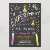 Science Experiment Birthday Invitation Girl