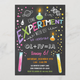 Science Experiment Birthday Invitation Girl