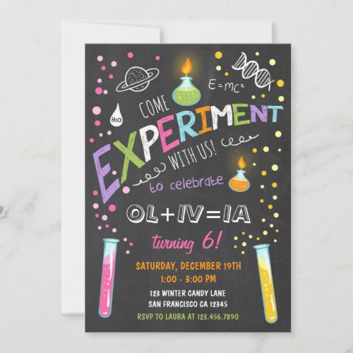 Science Experiment Birthday Invitation Girl