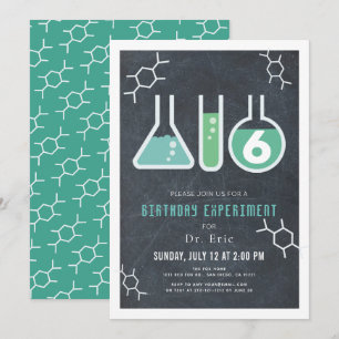 Science Experiment Black Chalkboard Birthday Invitation