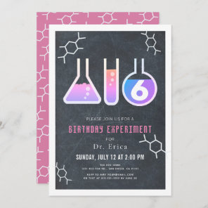 Science Experiment Black Chalkboard Girl Birthday Invitation