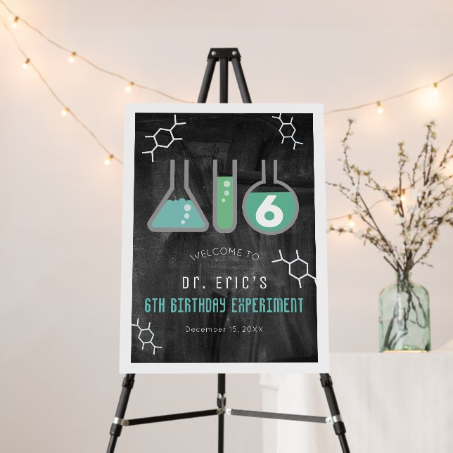 Science Experiment Chalkboard Boy Birthday Welcome Foam Board (In Situ (Stand))