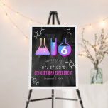 Science Experiment Chalkboard Pk Birthday Welcome Foam Board<br><div class="desc">This cool "birthday experiment" girl's science birthday party welcome sign foam board features a black chalkboard background with flasks,  and a test tube in neon pink and blue. Personalize for your needs. You can find matching products at my store.</div>