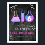 Science Experiment Chalkboard Pk Birthday Welcome Poster<br><div class="desc">This cool "birthday experiment" girl's science birthday party welcome sign poster features a blackboard/chalkboard background with flasks,  and a test tube. Personalize for your needs. You can find matching products at my store.</div>