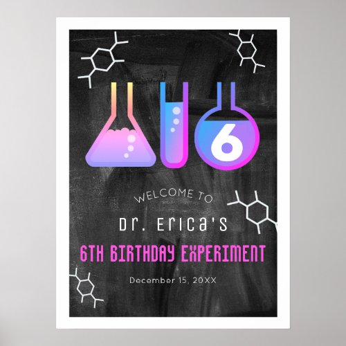Science Experiment Chalkboard Pk Birthday Welcome Poster