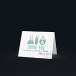 Science Experiment Green Boy Birthday Thank You Card<br><div class="desc">This cool "birthday experiment" boy's science birthday thank you card features a white background with flasks,  and a test tube in green. Personalize for your needs. You can find matching products at my store.</div>