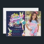 Science Experiment Invitation with photo<br><div class="desc">Put on your lab coat because there will be explosive fun!! A very cool mad science party to celebrate the big day!! all slime is welcome just for one day! Hey science is fun!!</div>