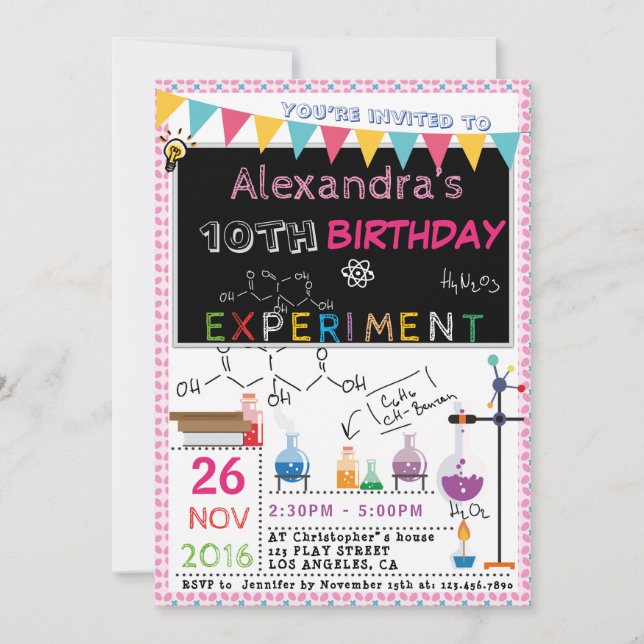 SCIENCE EXPERIMENT LABORATORY PARTY INVITATION | (Front)