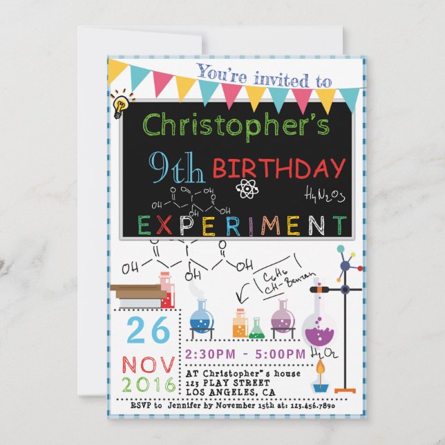 SCIENCE EXPERIMENT LABORATORY PARTY INVITATION (Front)