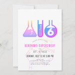 Science Experiment Neon Pink Adenine Girl Birthday Invitation<br><div class="desc">This cool  "birthday experiment" girl's science birthday party invitation features a white background with flasks,  and a test tube. The reverse side features a neon pink background with the molecule patterns of adenine. Personalize for your needs. You can find matching products at my store.</div>