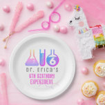 Science Experiment Neon Pink Girl Birthday Paper Plates<br><div class="desc">This cool "birthday experiment" girl's science birthday party paper plate features a white background with flasks,  and a test tube in neon pink. Personalize for your needs. You can find matching products at my store.</div>