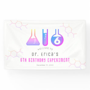 Science Experiment Neon Pink Girl Birthday Welcome Banner