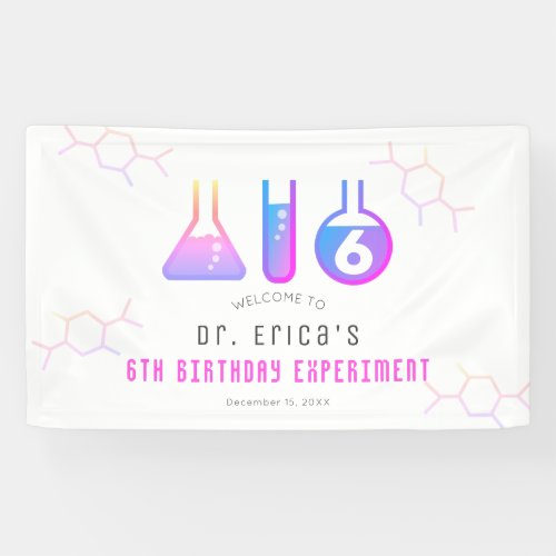 Science Experiment Neon Pink Girl Birthday Welcome Banner