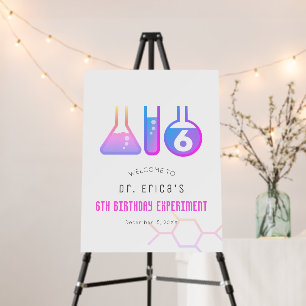 Science Experiment Neon Pink Girl Birthday Welcome Foam Board
