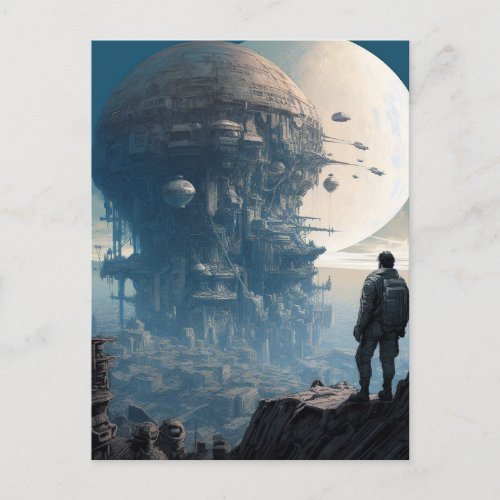Science Fiction Alien City Landscape Sci Fi Postcard