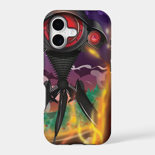 Science Fiction Alien Tripod Attack! Iphone Case (Back)