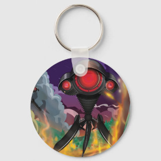 Science Fiction Alien Tripod Attack! Keychain