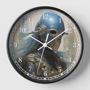Science Fiction Alien Wearing Helmet Mask Clock