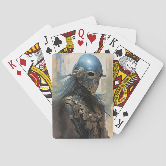 Science Fiction Alien Wearing Helmet Mask Poker Cards (Back)
