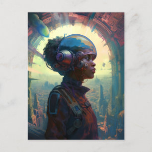 Science Fiction Black Woman Afrofuturism Postcard