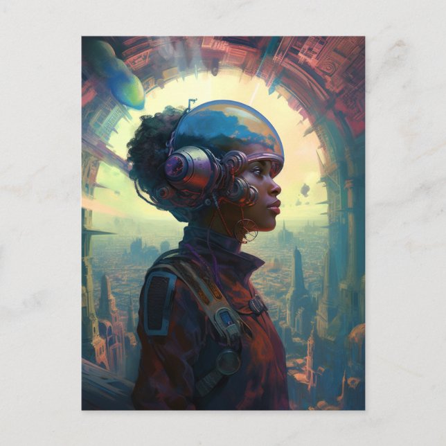 Science Fiction Black Woman Afrofuturism Postcard (Front)