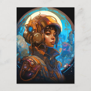 Science Fiction Black Woman Pilot Futuristic Postcard