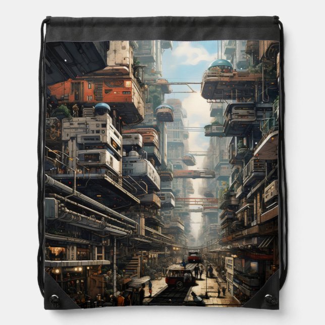 Science Fiction City Drawstring Bag (Front)