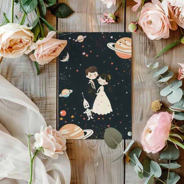 Science Fiction Cosmos Cartoon Wedding Invitation (Creator Uploaded)