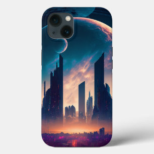 Science Fiction Cyberpunk Space City iPhone 13 Case