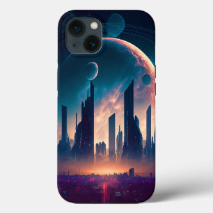 Science Fiction Cyberpunk Space City iPhone 13 Case