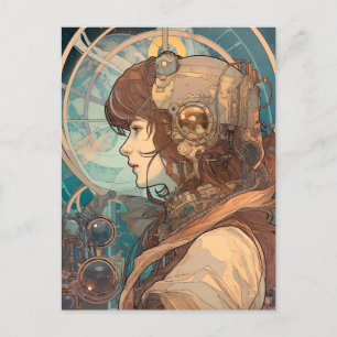 Science Fiction Fantasy Sci-Fi Art Nouveau Lady Postcard