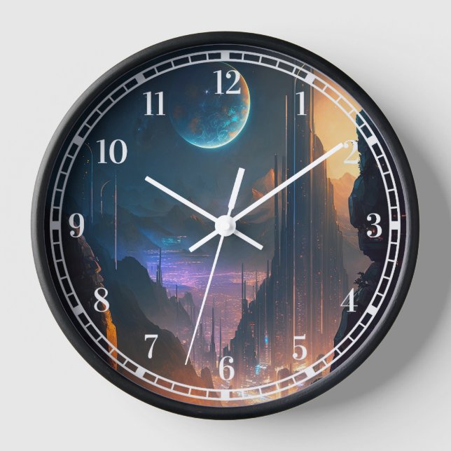 Science Fiction Futuristic City Clock (Front)