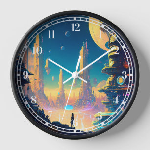 Science Fiction Futuristic City Clock