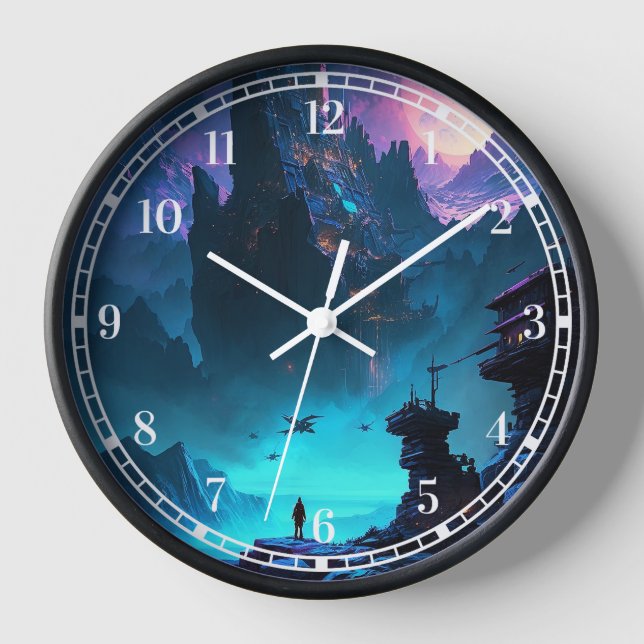 Science Fiction Futuristic City Clock (Front)