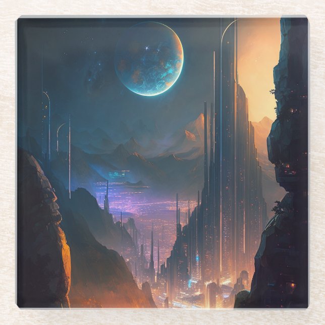 Science Fiction Futuristic City Coaster (Front)