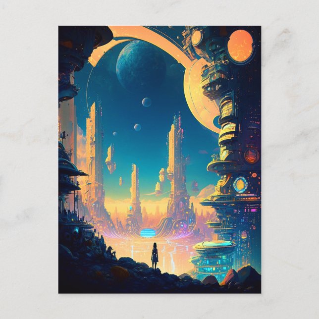 Science Fiction Futuristic City Postcard (Front)