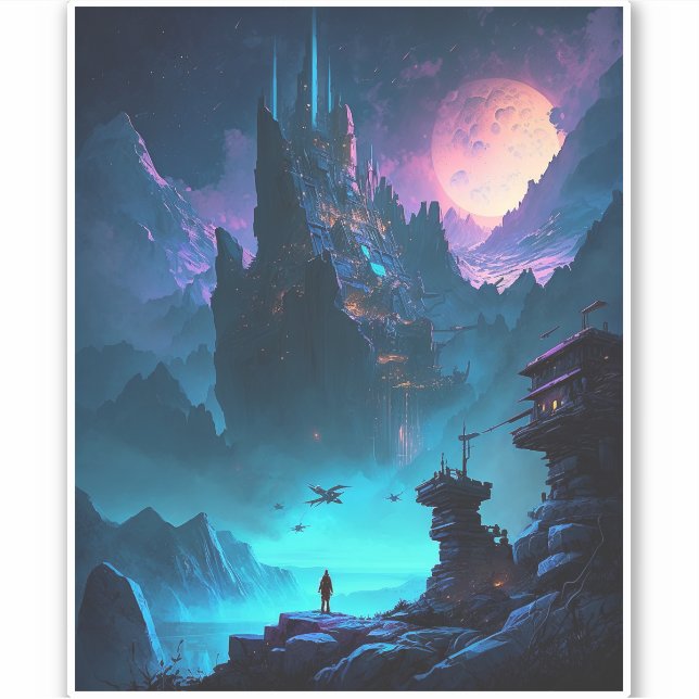 Science Fiction Futuristic City Sticker (Front)