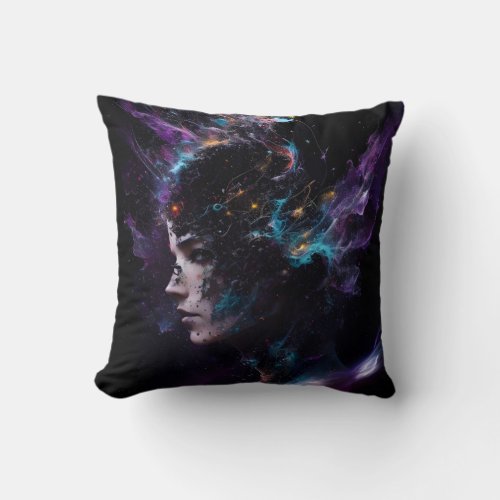 Science Fiction Head Space Explosion Astronomy  Throw Pillow
