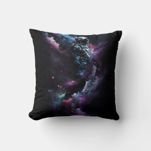 Science Fiction Outer Space Astronaut Lost Throw Pillow