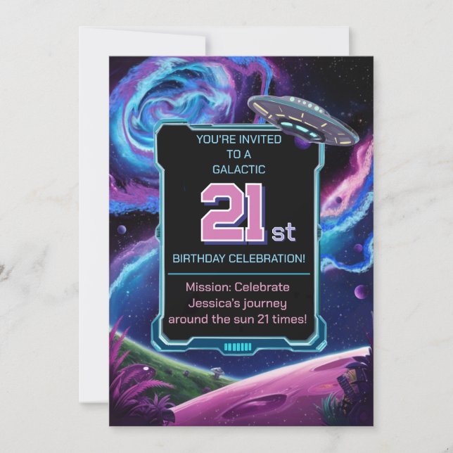 science fiction party Sci Fi Galactic 21st Invitation (Front)